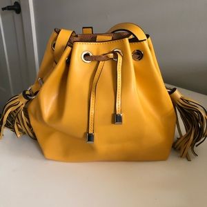 Zara Bucket Bag Yellow Drawstring Crossbody Purse